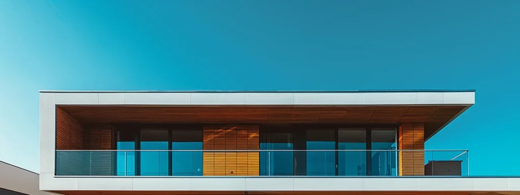 Experience Exceptional Home Building with Busy Builders 2 a beautifully constructed modern home stands proudly under a clear blue sky, showcasing its sleek lines and high-quality materials, symbolizing trust and reliability in construction.