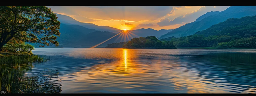 Why a basement remodel is the best thing you can do 5 a majestic sunrise casts golden rays over a serene lake, reflecting vibrant hues of orange and pink on its tranquil surface, surrounded by lush greenery and towering mountains.