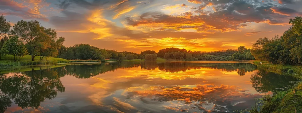 Why a basement remodel is the best thing you can do 2 a vibrant sunset casts golden hues over a tranquil lake, reflecting the colorful sky and surrounding lush greenery, creating a serene and captivating atmosphere.