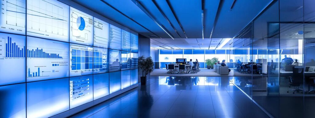 Transform Your Space: Expert Custom Patio Building Services 5 a sleek, modern office layout showcasing a digital dashboard with a clear construction timeline, blueprints displayed prominently on a wall, and a focused team engaged in strategy discussions, all under bright, focused lighting to emphasize a dynamic planning environment.