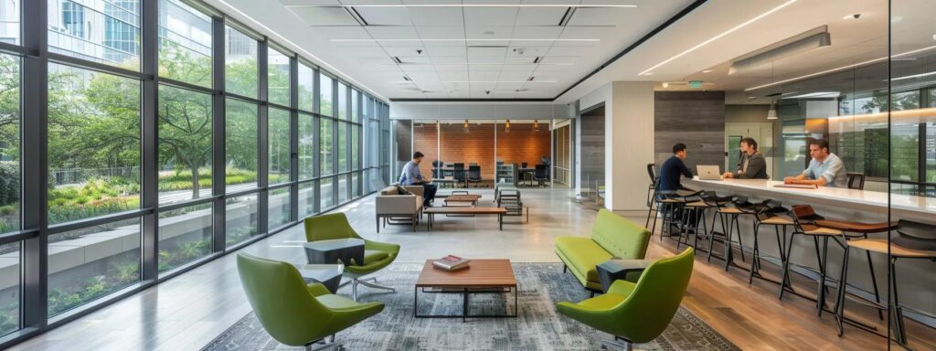 Choose the Right Contractor: Key Tips for Deck Construction 4 a modern office setting featuring a professional deck contractor and a client engaged in a focused discussion over a detailed contract, highlighting the importance of warranty and post-construction support for deck longevity.
