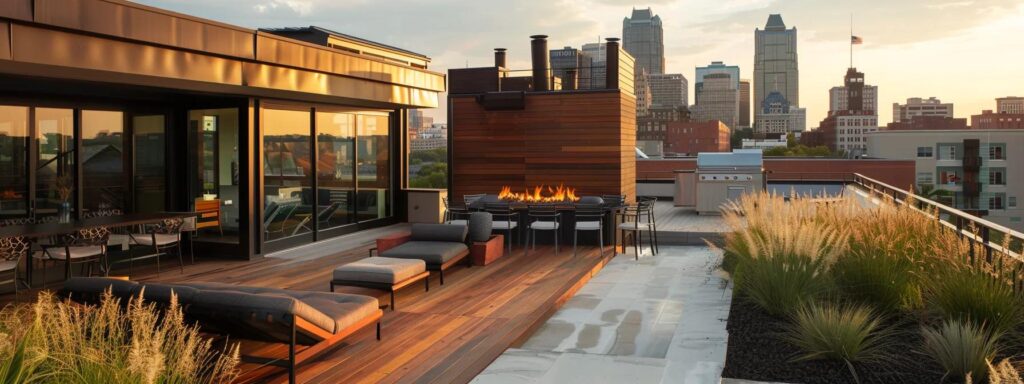 Top Deck Builders in Des Moines: Quality Work Guaranteed 2 a modern, well-designed deck built with high-quality materials stands prominently against a sleek urban backdrop, showcasing its durability and low maintenance features, perfectly suited for the harsh climate of des moines.