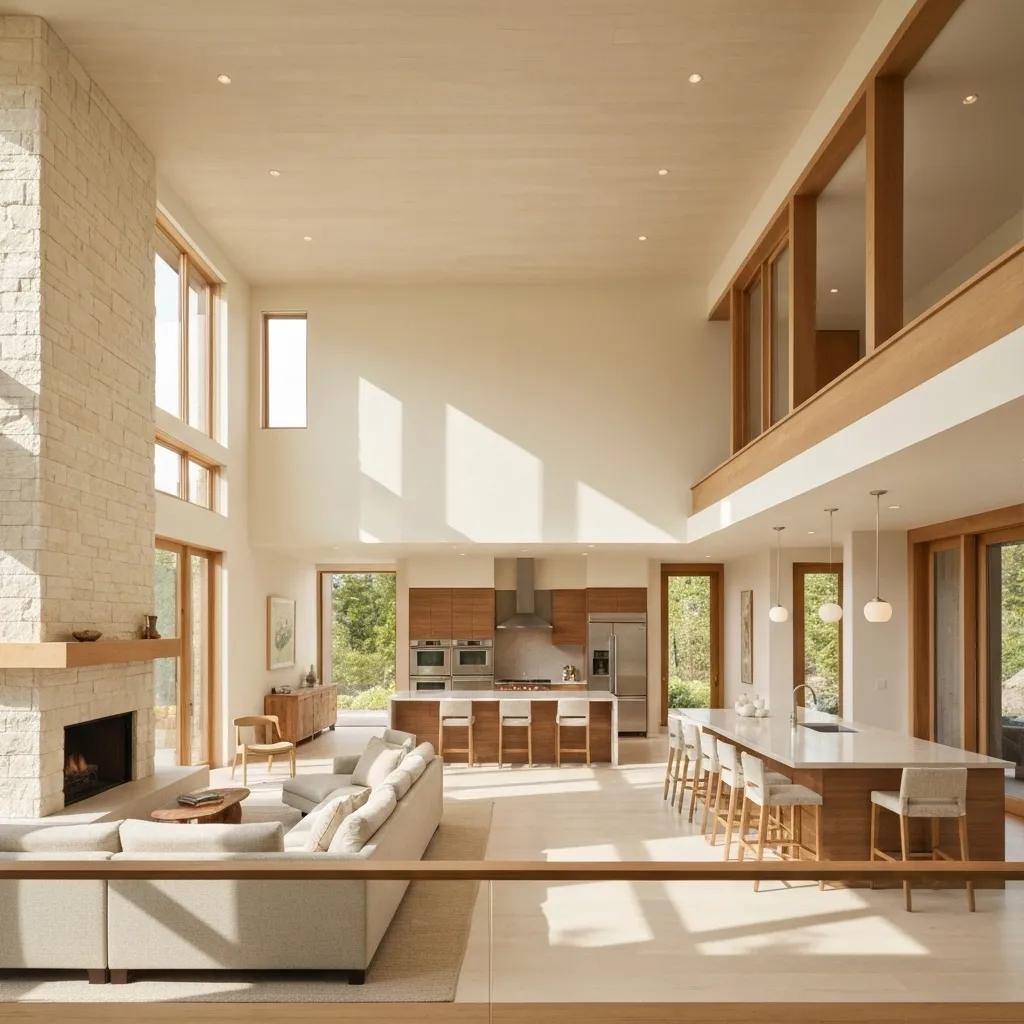 Modern home in Iowa combining minimalist and farmhouse styles with large windows and a welcoming porch