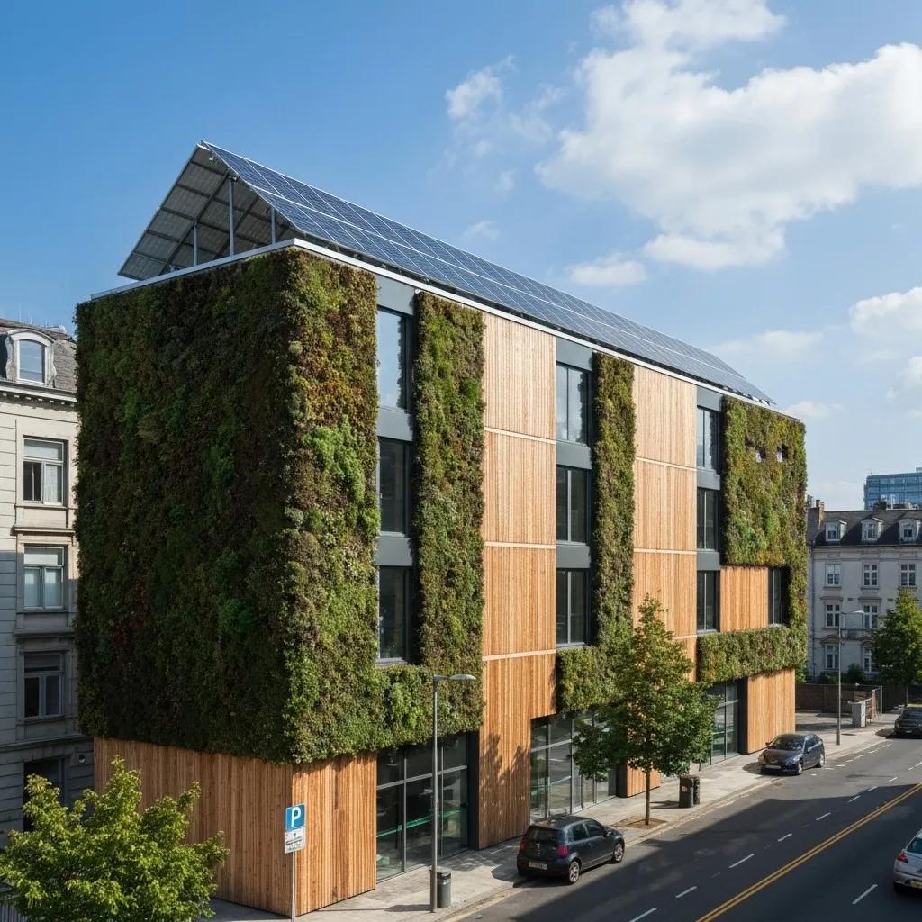 Your Guide to Home Building Materials Options in Iowa 3 Sustainable building materials including recycled content products and locally sourced timber in a natural environment