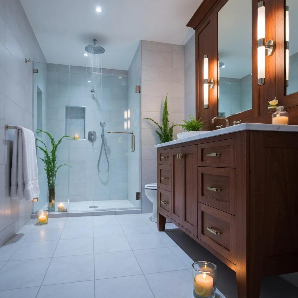 Home Building 37 Luxurious bathroom with rainfall showerhead and heated tile flooring