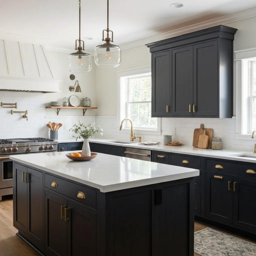 Home Building 32 Modern kitchen remodel in Des Moines with dark cabinetry and stylish design