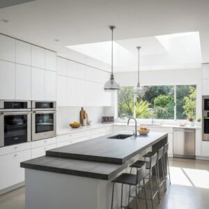 Modern kitchen remodel showcasing sleek cabinetry and inviting design elements