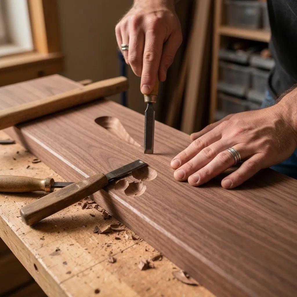 Skilled craftsmanship in woodworking during home renovation