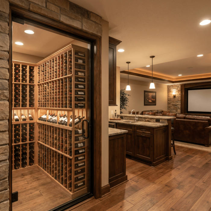 Wine Cellars, Home Bars, and Entertainment Spaces in Iowa Homes