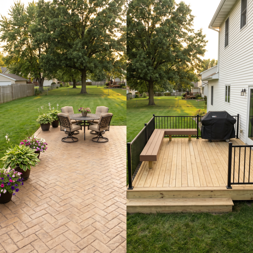 Patio vs. Deck in Iowa: Which Is Right for Your Yard and Budget