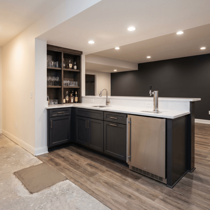 wet bar costs in an iowa basement: plumbing, permits, and the slab-cut question