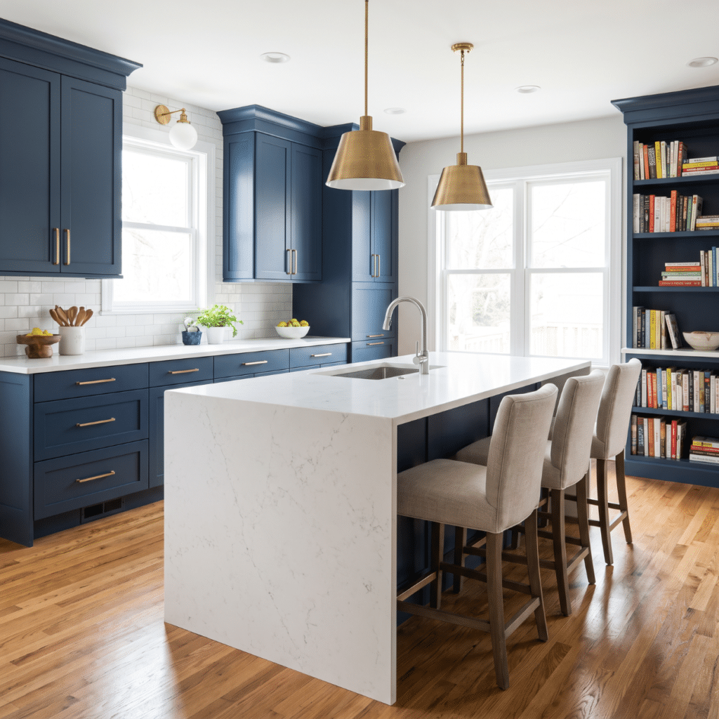 Kitchen remodel with two-tone cabinets and pendant lighting in an Altoona Iowa home