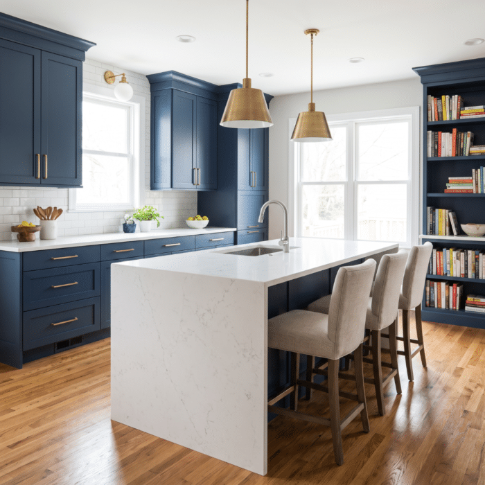 Kitchen remodel with two-tone cabinets and pendant lighting in an Altoona Iowa home