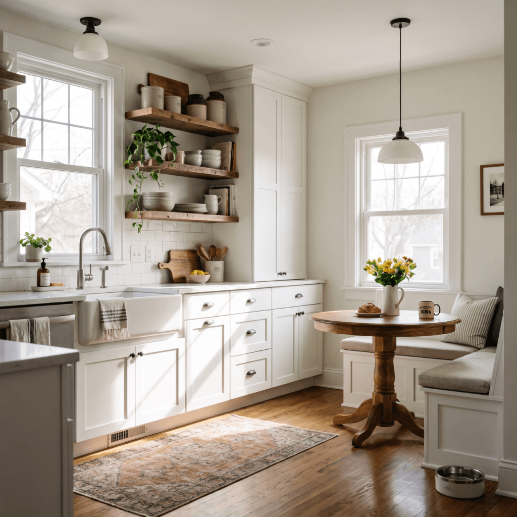 Kitchen remodel with large island and custom cabinetry in an Ames Iowa home