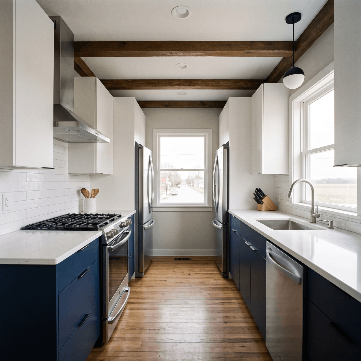 Kitchen remodel with white cabinets and quartz counters in a Huxley Iowa home