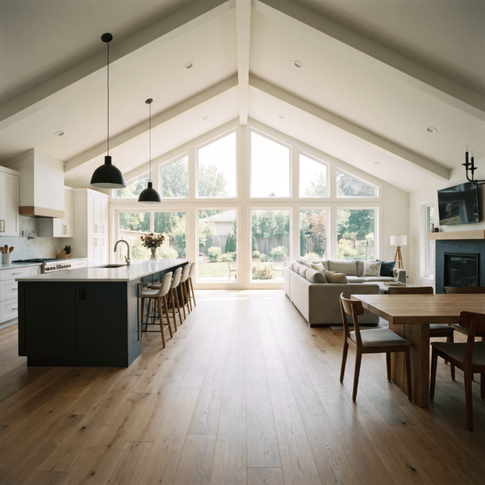 Whole home remodel interior with open kitchen and living area in an Ankeny Iowa house